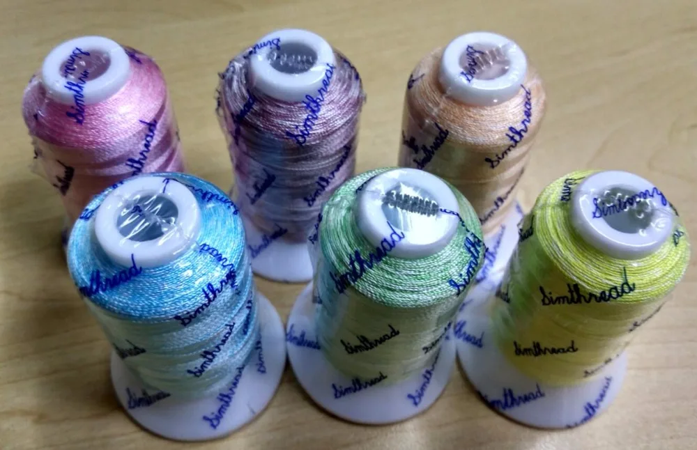 

Set 100% viscose rayon Variegated embroidery machine thread 6 assorted colors for Brother Singer Janome Pfaff etc machines