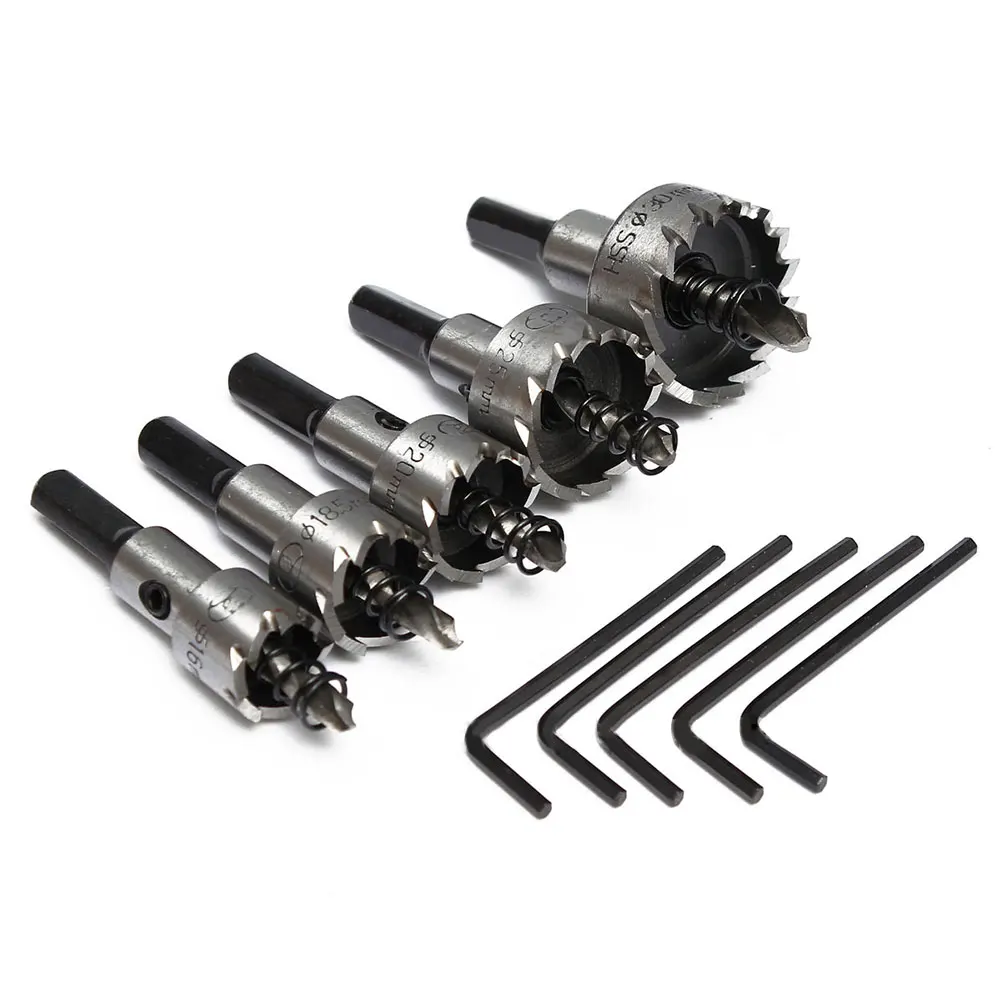 5pcs HSS Hole Saw Tooth Kit Tools Metal Milling Cutters Drill Bit Set 16/18.5/20/25/30mm