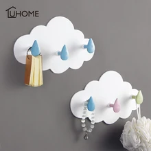1pc Cloud Shape Three Wall-mounted Hooks DIY Plastic Hanger Adhesive Hooks Hanging Clothes Towel Holder Racks Wall Decoration