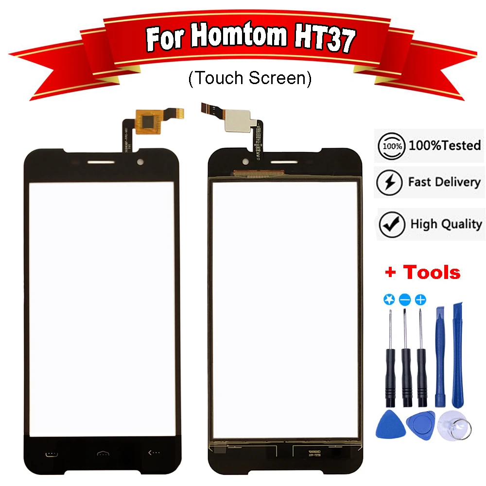 

Black/White For HOMTOM HT37 Touch Screen Glass Panel Touch Screen For HT37 Pro Front Digitizer Sensor Lens + Free tools