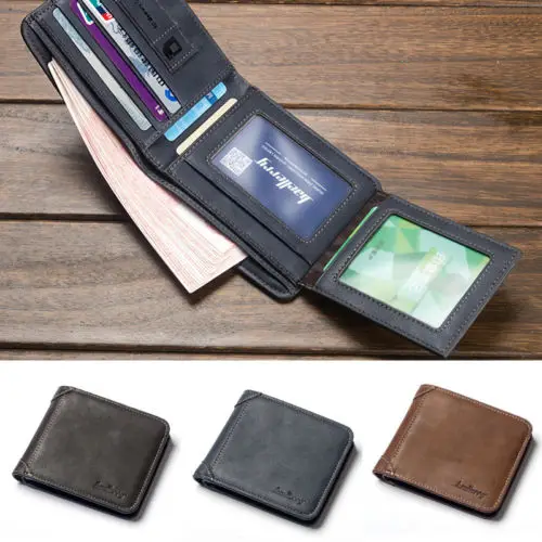 Men/'s Leather Bifold Wallet Credit ID Card Holder Mini Purse Money Clip