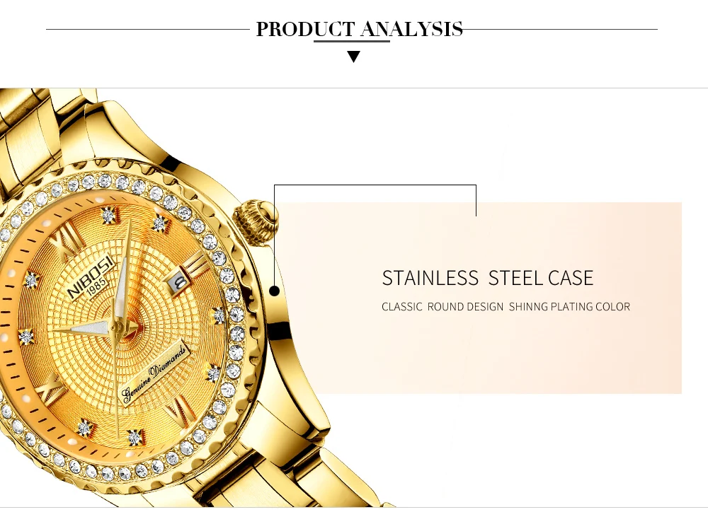 Relogio Feminino NIBOSI  Brand Luxury Women Watches Waterproof Lady Watches 2018 With Crystal Quartz Watches Women Gold  Clock   (6)