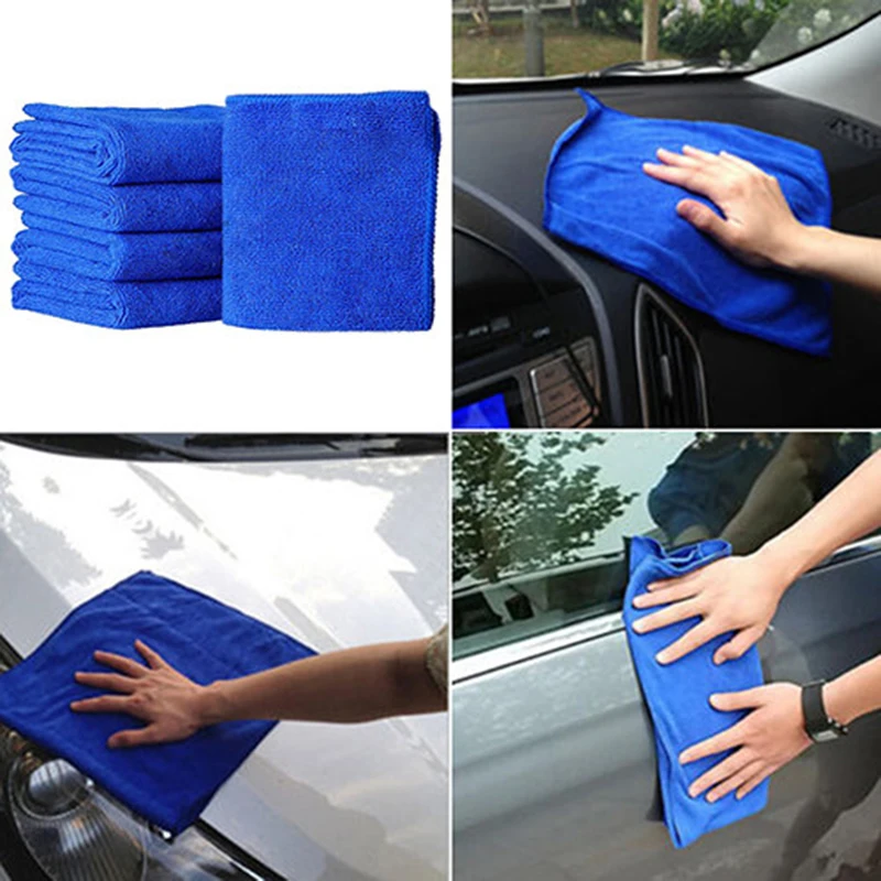 

5Pcs Blue Microfiber Cleaning Cloth Car Detailing Soft Microfiber Absorbent Wash Cloths Towel Duster Home Cleaning Tools