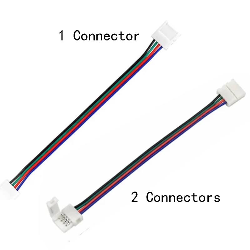 

100pcs/lot 15CM RGB cable with 2* 10mm connector 4pins LED Strip light connector HK post free shipping 12V