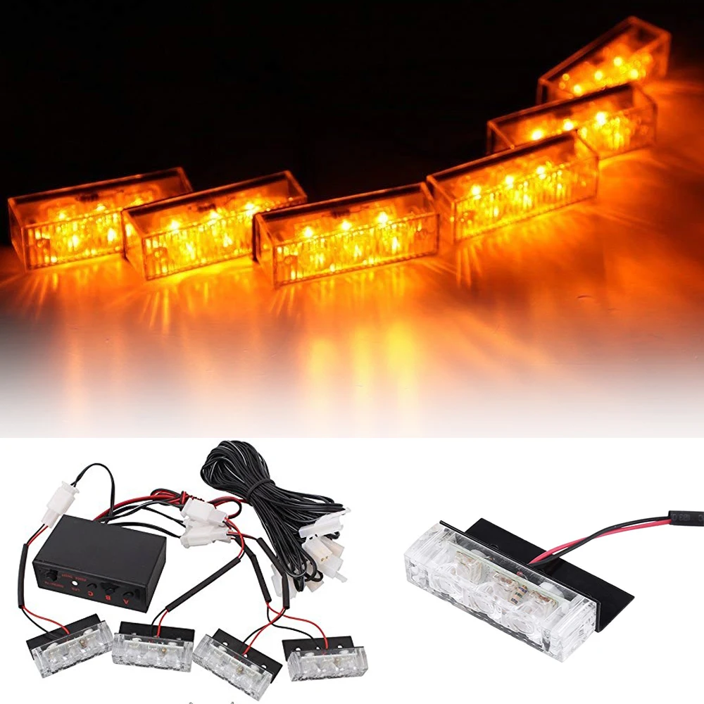 12V Vehicle Car Front Deck Grille LED Strobe Flash light Police Emergency Hazard Warning Strobe lamp Daytime running lights