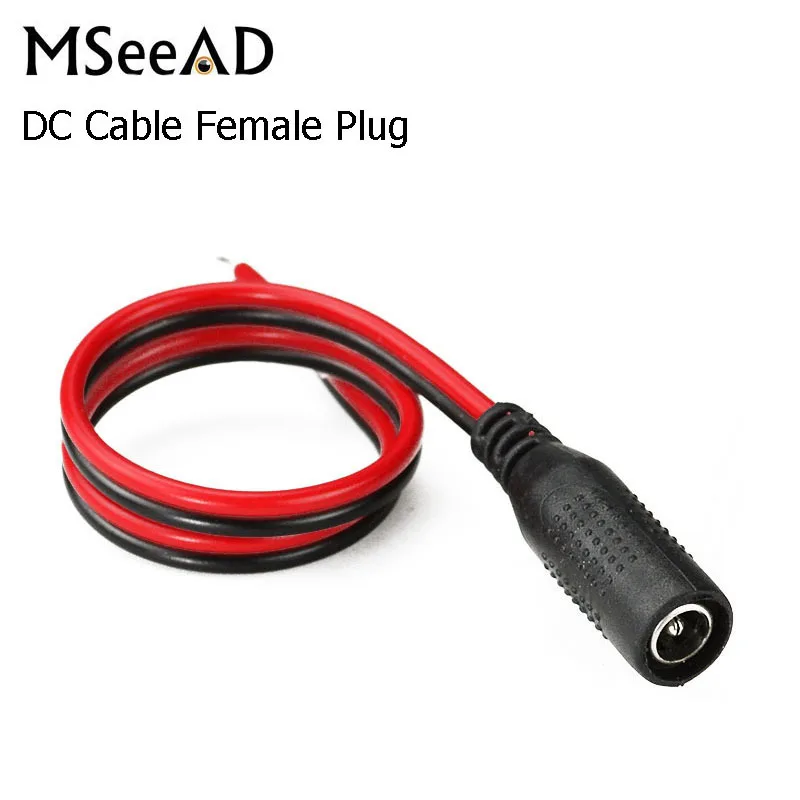 

10pcs Black & Red Power Cable 5.5x2.1/5.5*2.1 mm Female plug 12V DC Power Pigtail cable jack for CCTV Security Camera connector