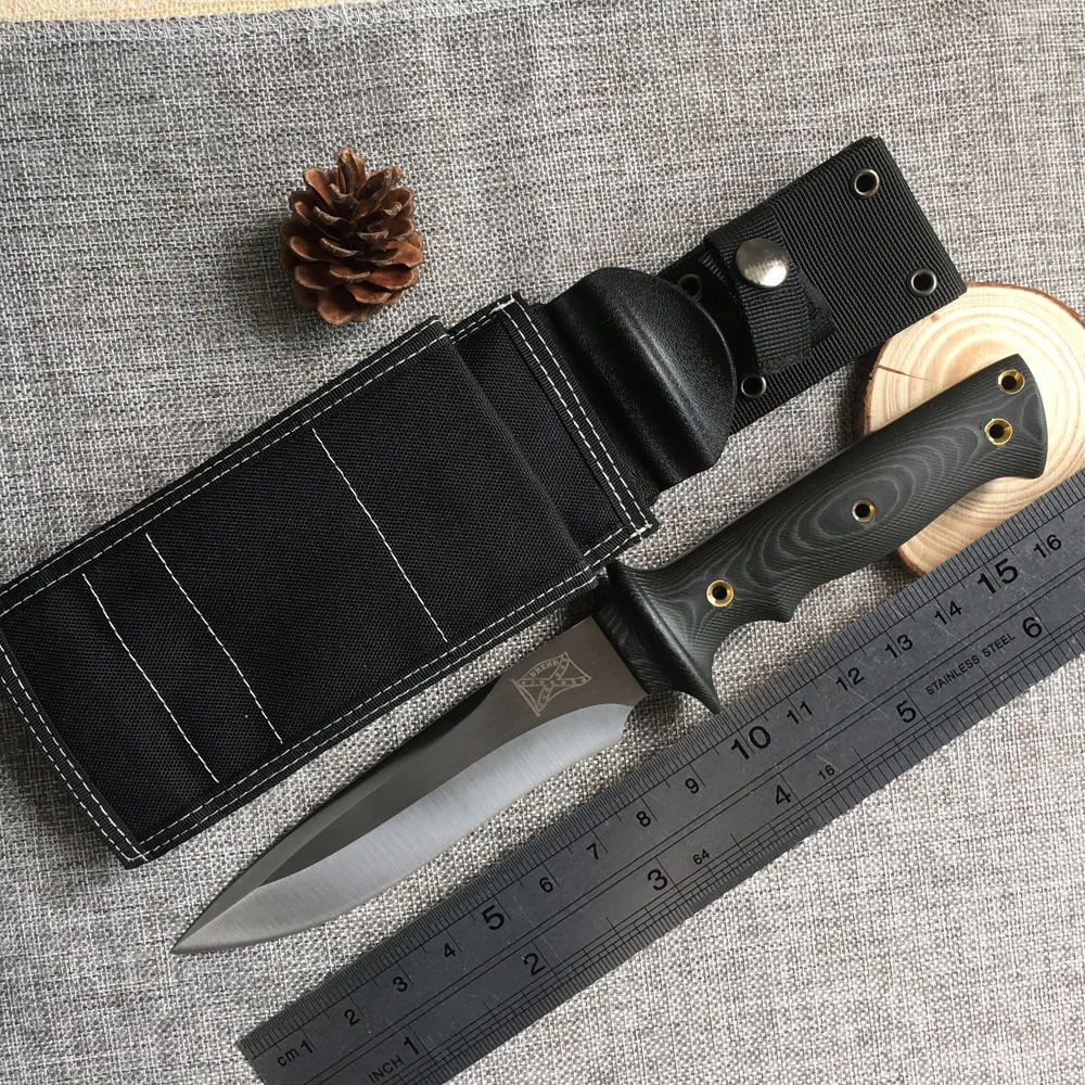 J&J M2 Hunting Tactical rescue Fixed blade Knife Micarta Handle D2