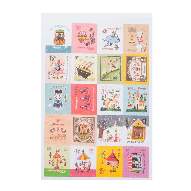 4sheets/lot New paper Cartoon Style Stamp Deco Sticker Index Label Fashion Gifts Mutifunction Sticker DIY Dairy Deco