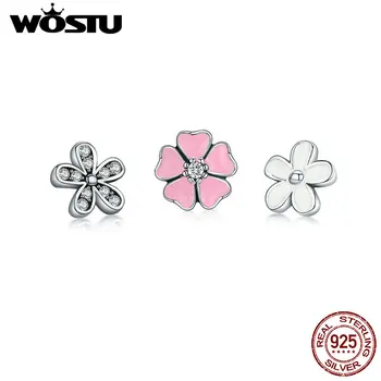 

WOSTU New Authentic 925 Sterling Silver Poetic Blooms Petites Charm Fit Original Floating Necklace DIY Jewelry BLF106