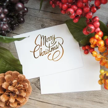 

multi-use 50pcs Mini Merry Christmas Card gold simple design multi-use Scrapbooking party invitation DIY Decor gift party card