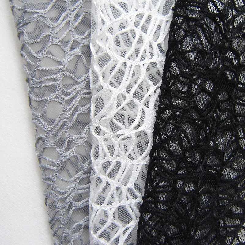 Одежда для Хэллоуина с паутиной ажурная ткань черного цвета белая прозрачная сетчатая кружевная ткань неэластичная ткань для свадебного платья