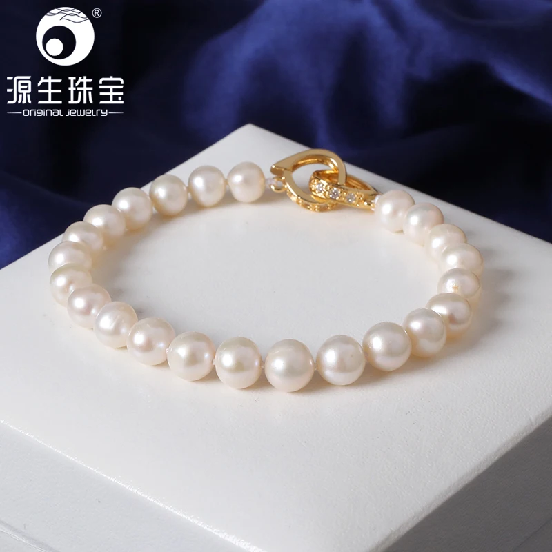 

YS 6-7mm Real Natural White Freshwater Pearl Bracelets Fine Jewelry For Women