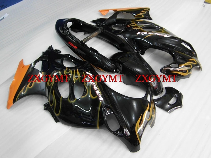 

Fairings for GSX 750 1998 - 2006 Katana Fairings GSX750 2005 Black Orange Flame Full Body Kits GSX 600F 02 03