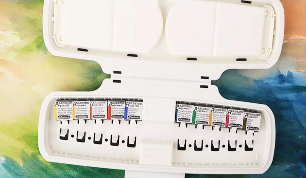 Schmincke Akademie quarella акварельные краски в наборе 10 цветов Германия|watercolor paint set|watercolor