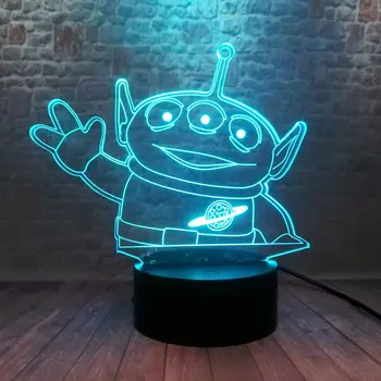 

Luminous 3D Illusion LED Lamp 7 Colors Changing Nightlight Toy Story 4 Aliens Cartoon Figure Toys Baby