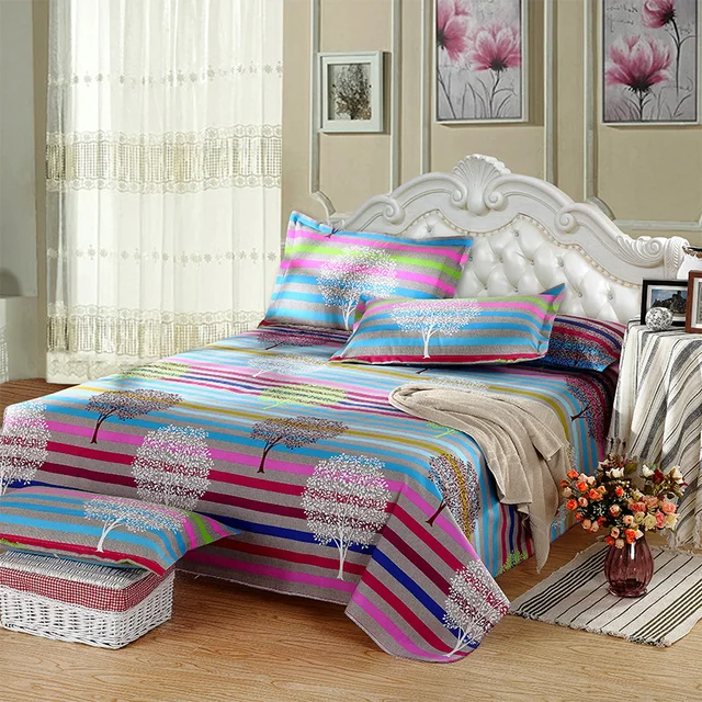 2017 cool Summer Polyester / cotton fabric fitted sheets colorful