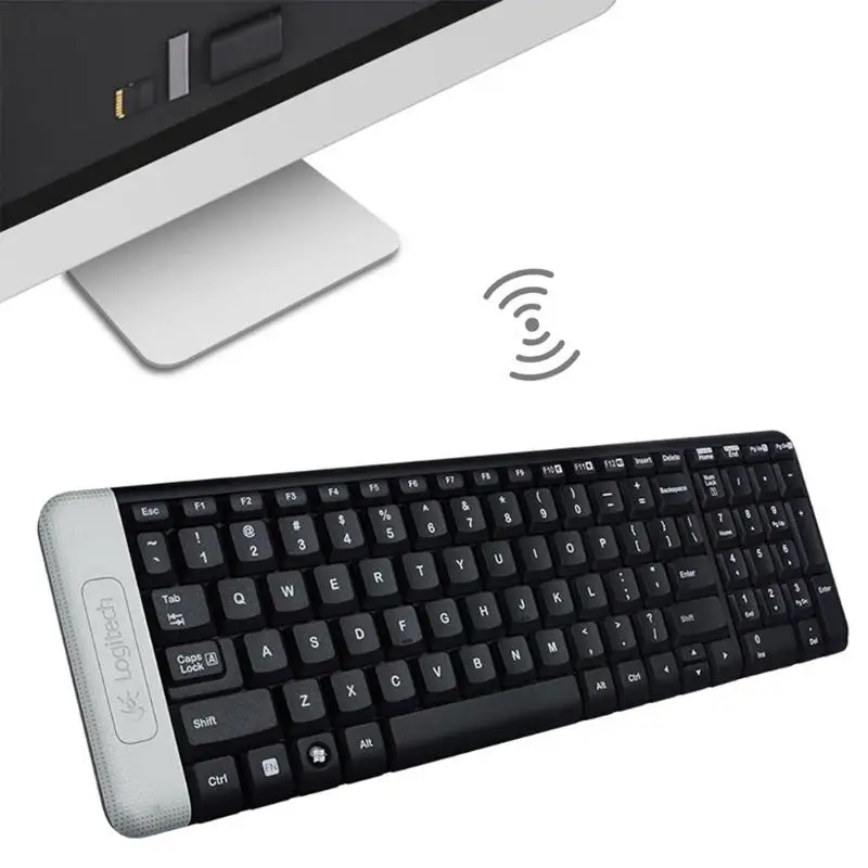 Logitech K230 Mute ультра-тихий Беспроводной Клавиатура 2,4 ГГц USB 2,0 приемник Офис клавиатура для настольных ПК