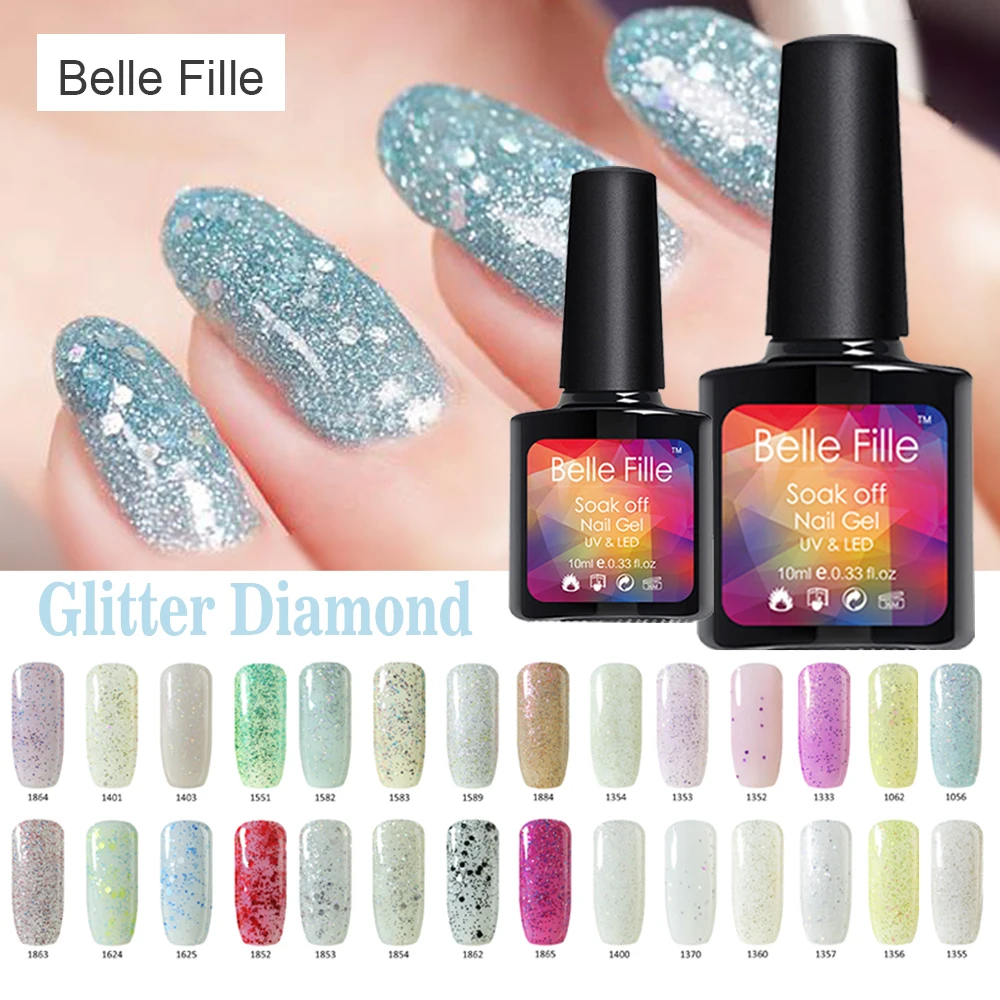 Buy 10ml Glitter Diamond Colors Bling Gel Nail Polish