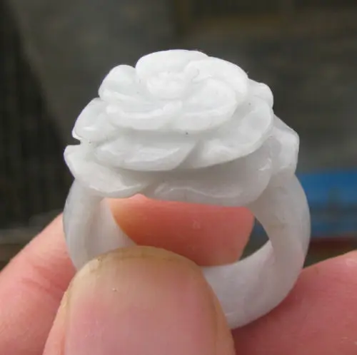 

11334 antique natural Jadeite jade hand carved woman ring