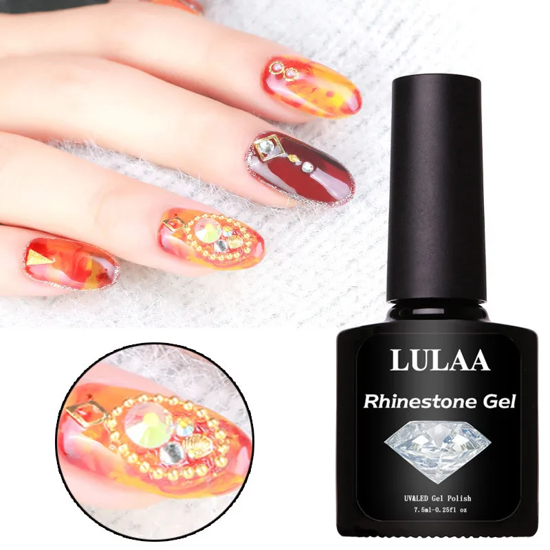 

LULAA 1 Bottle 7.5ml Rhinestone Gel Adhesive Glue Curable Resin Transparent Strong Sticky UV LED Gel Polish Nail Art TSLM1