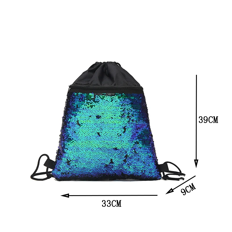 

2019 new European and American fashion sequins beam bag double-sided sequins beam pockets drawstring backpack