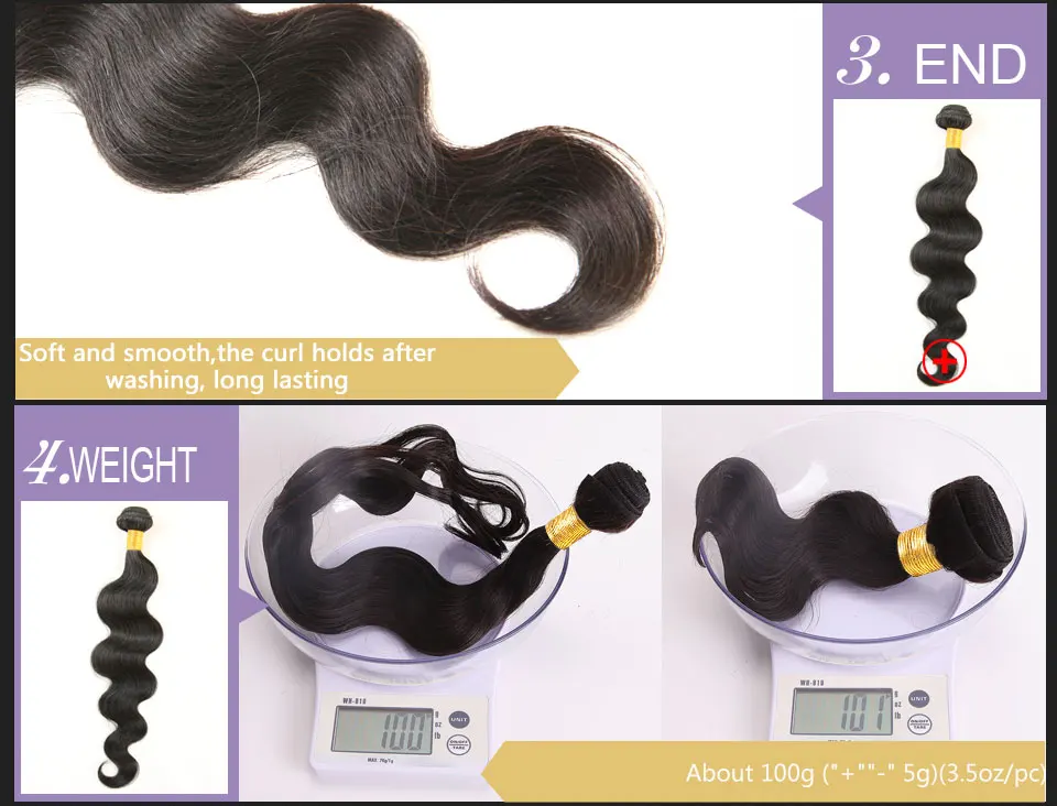 Alimice Hair Brazilian Body Wave 1 Piece Natural Color 10-28 inch 100% Human Hair Bundles Non-Remy Hair Free Shipping (13)