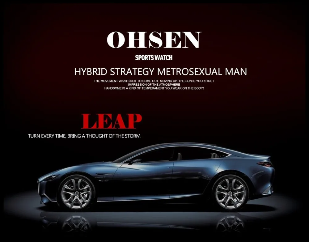 OHSEN New Product watches Bracelet Black Watchbands Leather Strap Watch Band AD0930 Stainless Steel Clasp Watch Accessories (9)