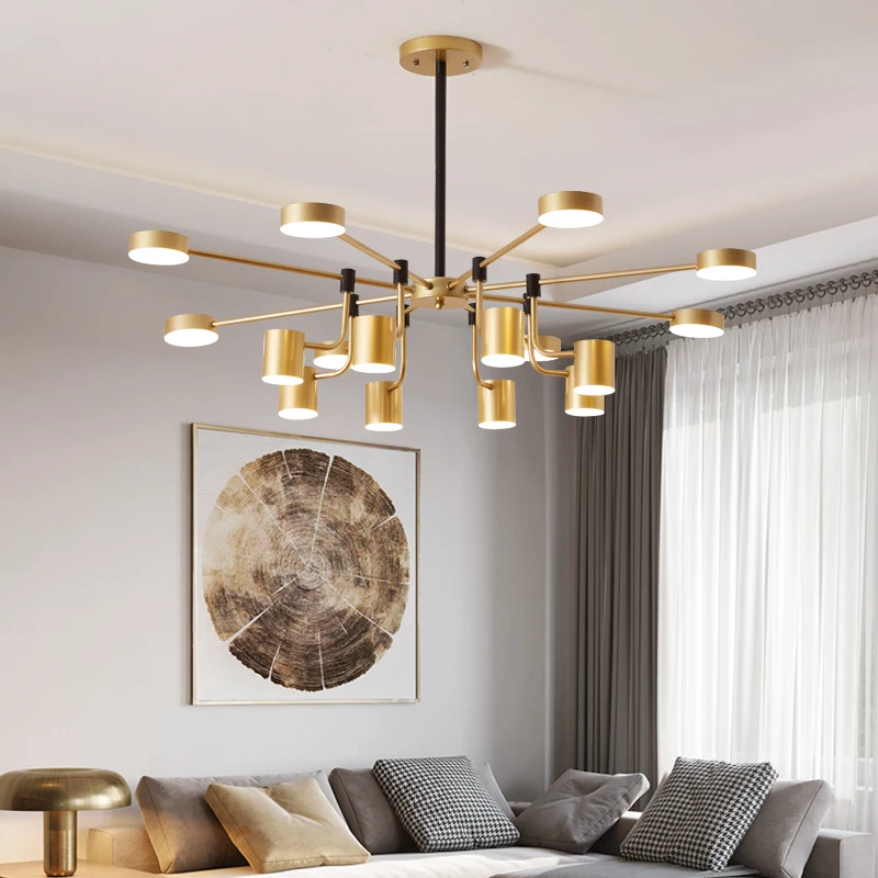 

SUNMEIYI Modern LED chandelier lamp stainless Hardware gold Three color light chandelier living lighting and projects lights