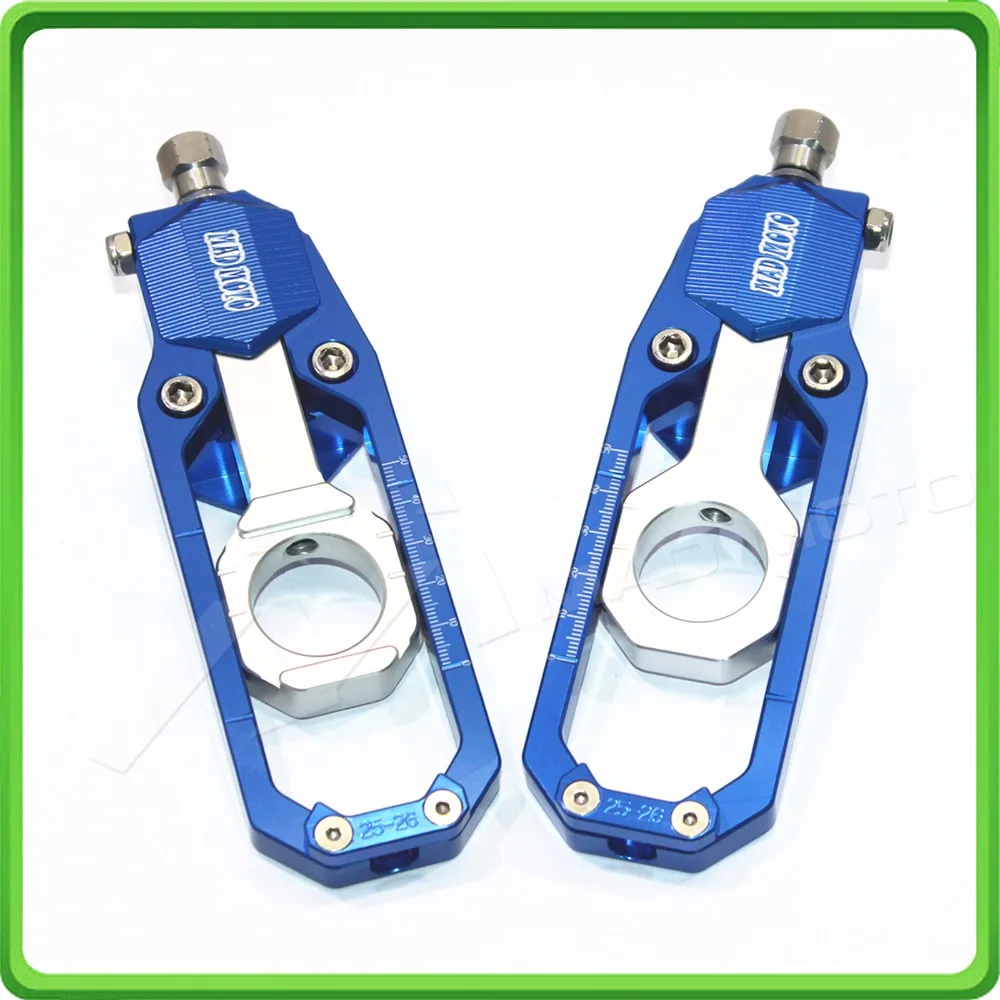Aluminum motorcycle Chain Tensioner Adjuster fit for YAMAHA R1 YZF R1 2015 2016 2017 YZF-R1 15 16 17 Blue & Silver (2)