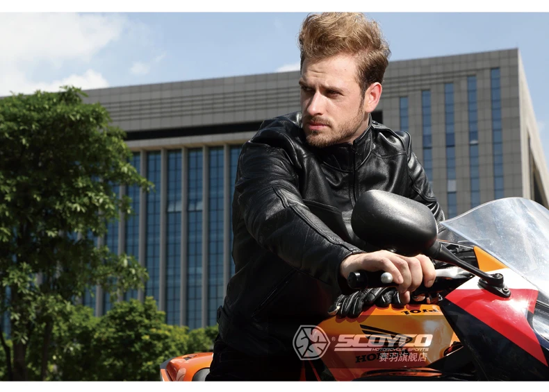 Scoyco JK44 мотоцикл гоночные куртки из натуральной кожи Куртки для мотокросса призрак в городе мотоциклетная байкерская куртка