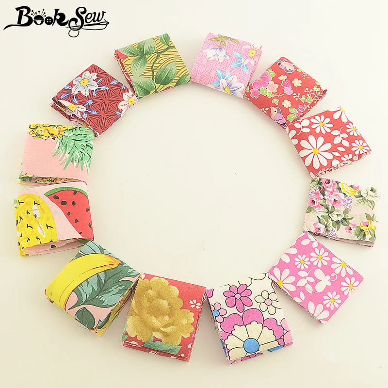 Booksew хлопок поплин Ткань розовый и красный желе рулонов полосы 12 шт./лот 5 см x 50
