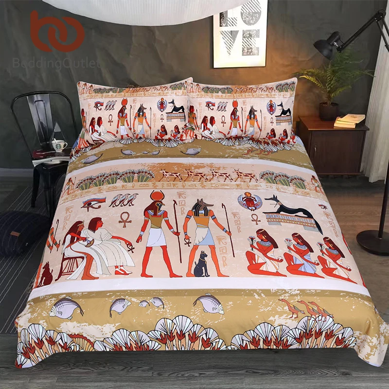 Us 26 04 44 Off Beddingoutlet Egyptian Bedding Set Ancient Egypt Civilization Duvet Cover Characters Home Textiles African Bedclothes 3 Piece In