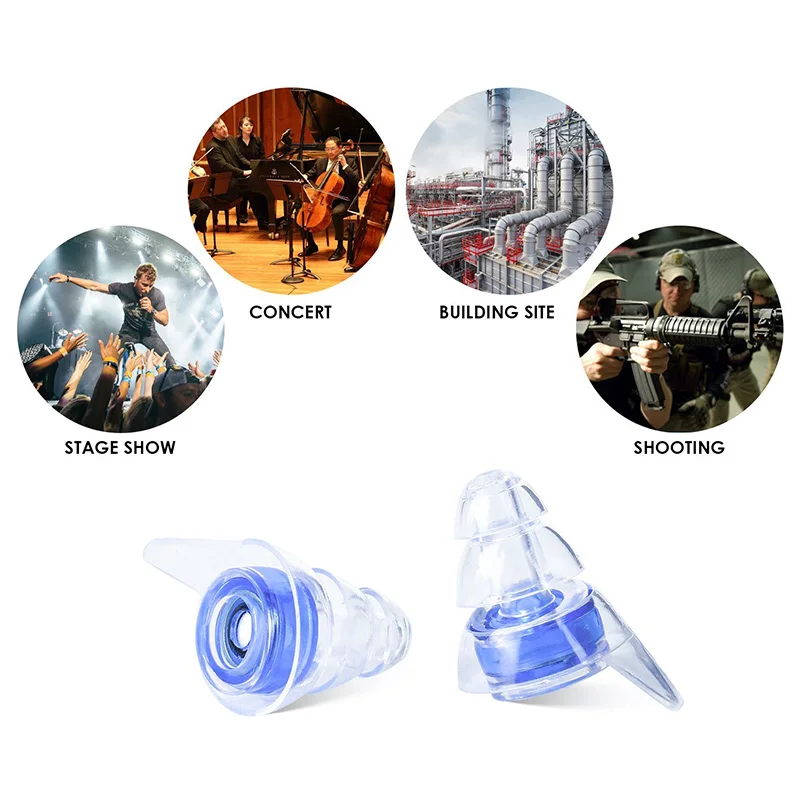 

Hearing Protection Ear Plugs Clear Soft Silicone Earplugs for Music Motorbike Sleeping SD998