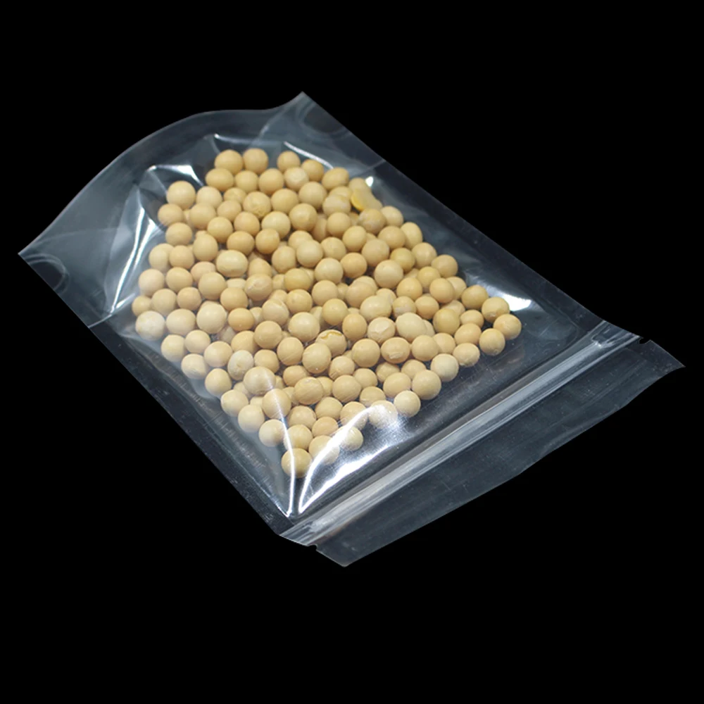 10*15cm 200Pcs/ Lot Stand Up Clear Poly Storage Bag For Food Coffee Nuts Sugar Storage Resealable Doypack Zipper Package Pouch