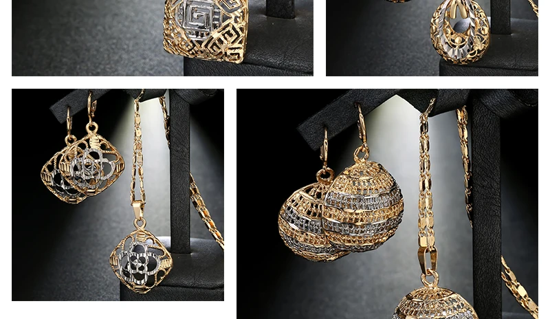 CWEEL African Beads Jewelry Sets Dubai Bridal For Women Wedding Indian Nigerian Beads Fashion Plant Trendy Vintage Costume (2)