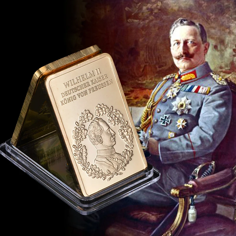 WR Домашняя Коллекция Kaiser Wilhelm II Von Deutschland Золотой бар Германия слиток бар 999/1000 Реплика Золотой Бар Чистый металл ремесло