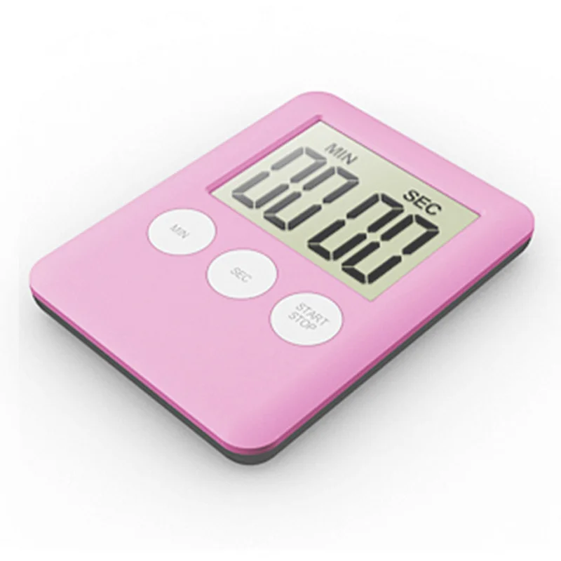 Hoomall 1 шт., ЖК-дисплей, цифровой экран, кухонный таймер, для приготовления пищи, отсчет, обратный отсчет, Громкая сигнализация с магнитом, квадратные часы, кухонные аксессуары - Цвет: pink 1