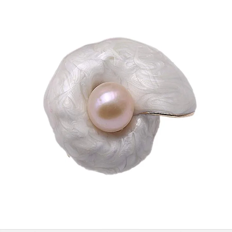 

JYX Fine Enemal Brooches 10.5mm Natural Freshwater Pearl Brooch Elegant Shell Pins for women purple white