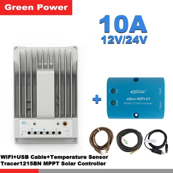 

Tracer1215BN 10A 12V/24 150V MPPT solar controller & WIFI and USB communication cable & temperature sensor RTS300R47K3.81AV1.1