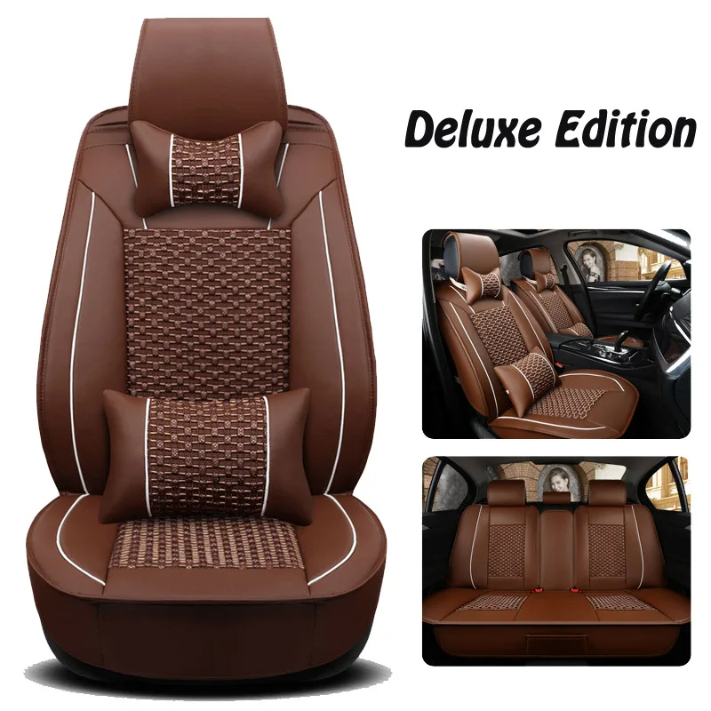Высокое качество(кожа+ шелк) чехлы для сидений автомобиля для AUDI A1 A3 A4 B5 B6 B7 B8 A5 A6 C5 C6 Q3 Q5 Q7 TT автомобильные аксессуары-Стайлинг авто - Название цвета: Brown luxury