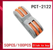 100 шт./лот PCT-213(222-413), универсальный компактный проводной разъем проводки, 3 pin, проводниковый блок, мини быстрый разъем