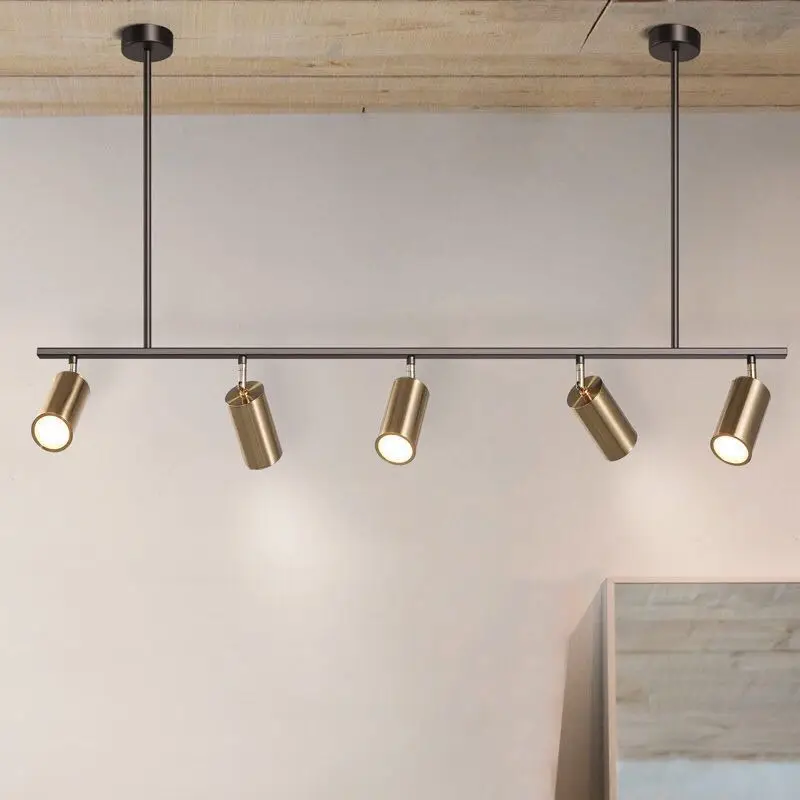 Lampe à suspension en métal doré, projecteur en forme de led, Spot de suspension, Design moderne, pour salle de manger