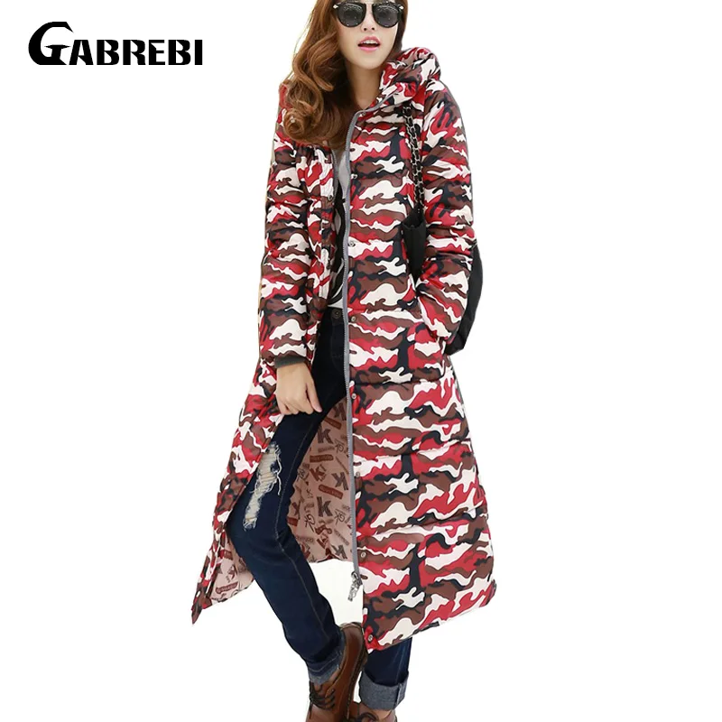 Women Down Parkas Long Thick Winter Camouflage Print Coat Down Jacket for Female Clothing Thick Outerwears