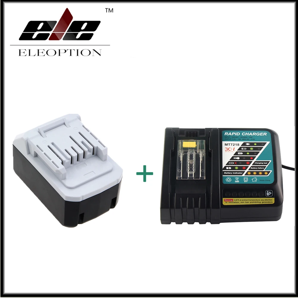 

Eleoption 18V 4000mAh Battery For Makita BL1813G DF457D HP457D JV183D TD127D UR180D UH522D CL183D Power Tool + One Charger