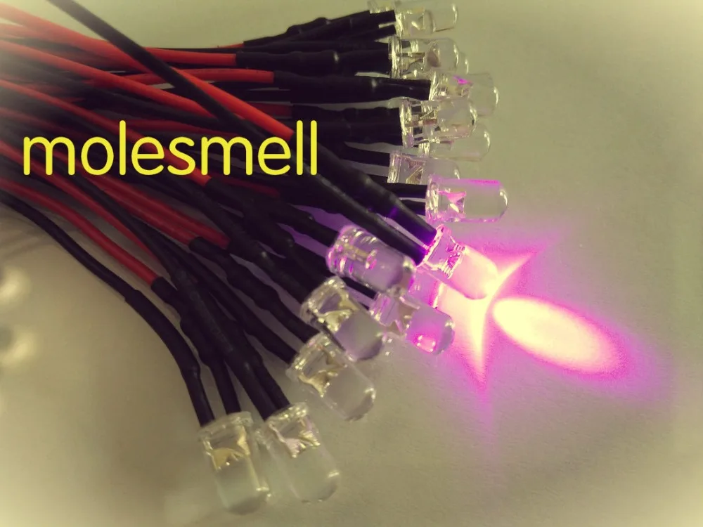 1000pcs 5mm 5v Pink Water clear round LED Lamp Light Set 20cm Pre-Wired 5V DC pink led | Электронные компоненты и