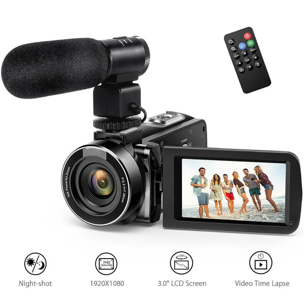 HD 1080P lcd сенсорный экран видеокамера 16X зум ночного видения 24MP цифровой пульт для видеокамеры управление широкоугольный объектив/микрофон к... HD 1080P lcd сенсорный экран видеокамера 16X зум ночного видения 24MP цифровой пульт для видеокамеры управление широкоугольный объектив/микрофон к...