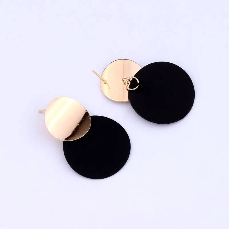 Black Round Earrings Simple Elegant Drop Earring Women Earrings Geometric Round Circle Ear Fashion Jewelry 1E746