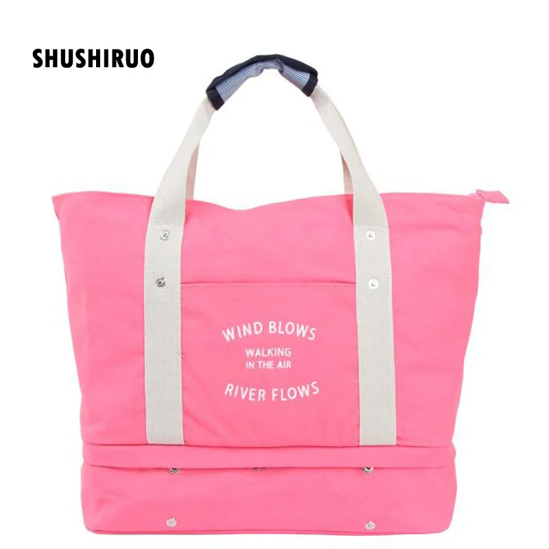 Shushiruo большой Ёмкость Для женщин Чемодан Дорожные сумки для хранения одежды холст складной сумка унисекс Чемодан Упаковка Организатор