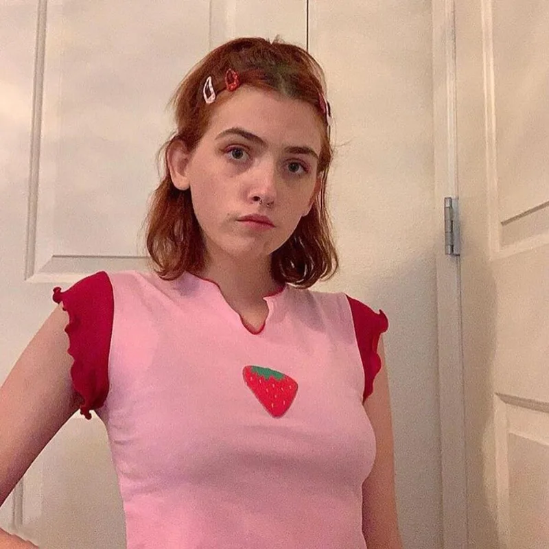 Harajuku t shirts women Strawberry 