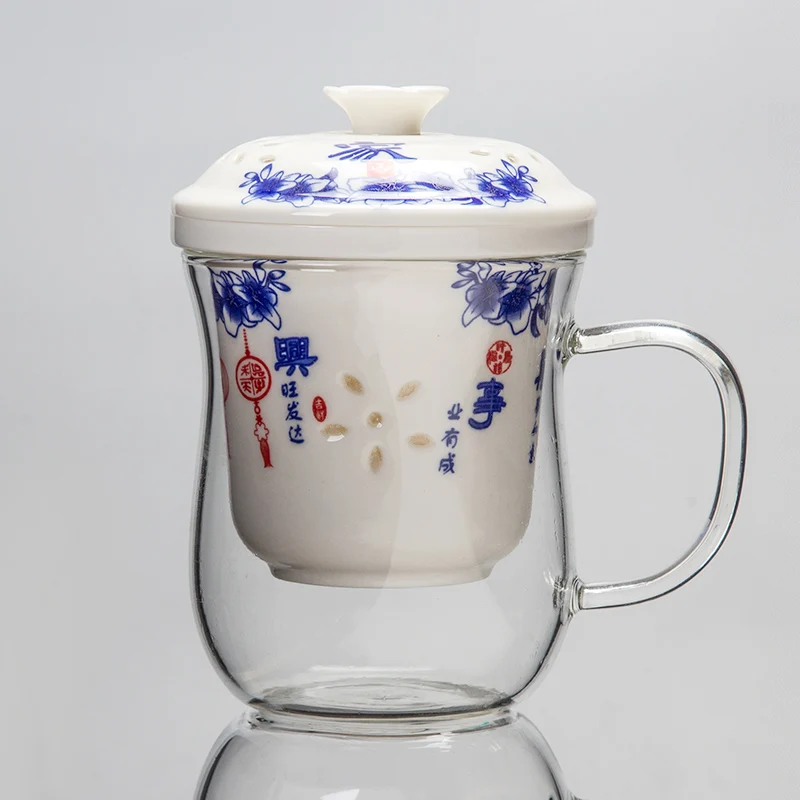 Чашка для заварки чая, портативная кофейная чайная кружка, керамический чайный горшок с крышкой из костяного фарфора, чайные наборы для заварки листьев, фарфор D026 - Цвет: 1